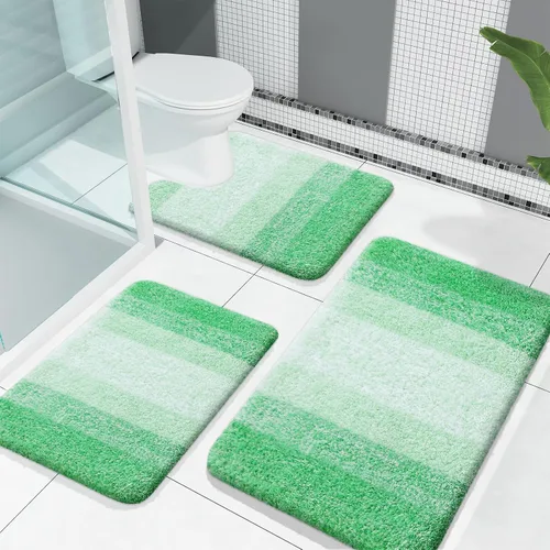 Miniatura 56 de OLANLY Juego de alfombras de baño de 3 piezas, alfombras de baño de microfibra suave y absorbente y alfombra de inodoro de contorno en forma de U