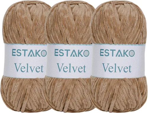 Miniatura 8 de Estako Manta de felpilla de terciopelo amigurumi para tejer y tejer, súper voluminosa, 3.53 oz (132 yardas) (1710 - naranja)