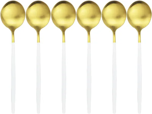 Miniatura 4 de Juego de 6 cucharas de cena mate de acero inoxidable 304 cucharas de sopa con mango largo, cuchara de postre para arroz, gachas de avena y ensalada
