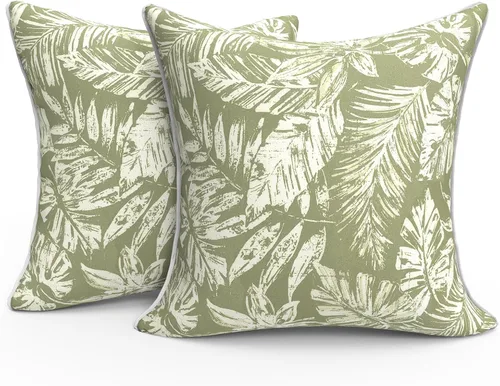 Miniatura 375 de Juego de 2 almohadas para exteriores de 16 x 16 pulgadas, repelentes al agua con interiores, para muebles de patio, hogar, jardín, geometría bohemia