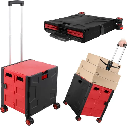 Miniatura 29 de Carrito plegable con ruedas, resistente al desgaste, sin ruido, carrito de compras con ruedas para comestibles, caja de herramientas de Caqui