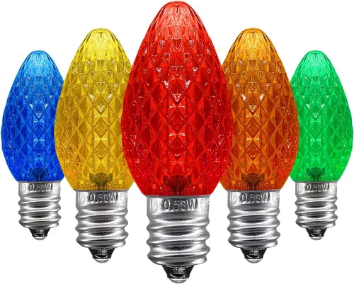 Miniatura 15 de Caja de 25 bombillas LED C7 de repuesto con certificación UL, 2 LED SMD en cada bombilla C7 regulable para tira de luces al aire libre, totalmente
