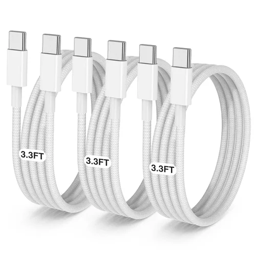 Miniatura 25 de Paquete de 2 cables USB C a USB C de 10 pies y 60 W, cable tipo C a tipo C, cable de carga rápida para iPhone Air 17 16e 16 15 Pro Plus Pro Max