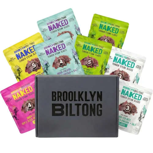 Miniatura 11 de Brooklyn Biltong Regalo de carne seca de res para hombres (Paquete de caja de regalo Biltong de 7) – Carne de res saludable alimentada con pasto