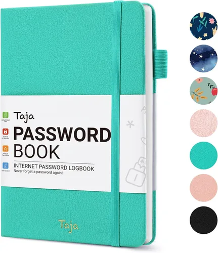 Miniatura 148 de Taja - Libreta de contraseñas con pestañas alfabéticas para personas mayores, cuaderno de contraseñas y registro detallado de direcciones de sitios