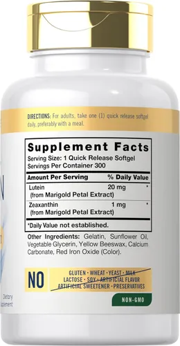 Miniatura 2 de Carlyle Luteína y zeaxantina 20 mg 300 cápsulas blandas Vitaminas para la salud ocular Suplemento sin OMG y sin gluten