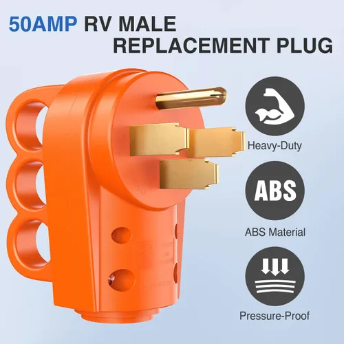 Miniatura 2 de Nilight Enchufe de repuesto para autocaravana de 50 amperios, 125/250 voltios, macho con mango ETL listado NEMA 14-50P para caravana, autocaravana