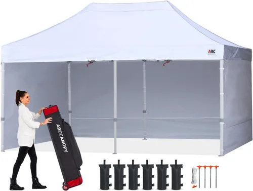 Miniatura 10 de Abccanopy - Toldo de 10 x 10 pies, con paredes laterales, sombra instantánea, con bolsa con ruedas para guardarlo. Incluye 4 bolsas de lastre, Azul