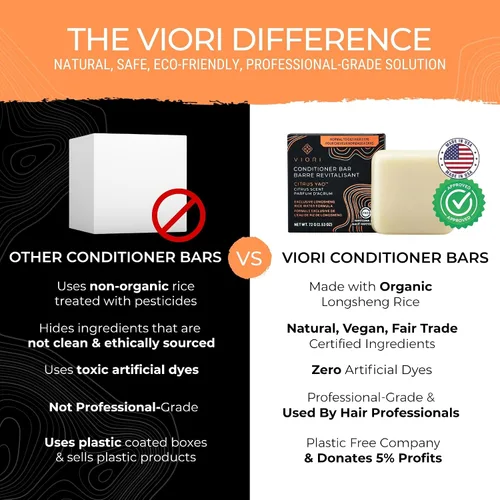 Miniatura 4 de Viori Citrus Yao - Barra de acondicionador hecha con agua de arroz, acondicionador orgánico totalmente natural hecho a mano