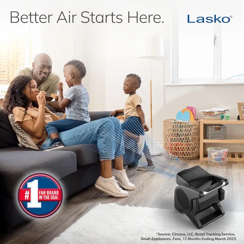 Miniatura 2 de Lasko Ventilador de Alta Velocidad, 15", 375 CFM, Ventilador Soplador Utilitario Profesional Pivotante con 3 Velocidades, 2 Salidas de Accesorios
