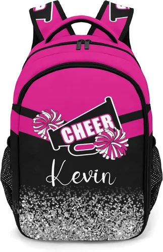 Miniatura 10 de XOZOTY Mochila de animadora púrpura claro personalizada con nombre para hombres y mujeres, bolso de hombro para computadora portátil, bolsa