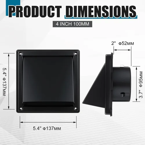 Miniatura 2 de Gisafai Cubierta de Ventilación de Secadora de 4 Pulgadas para Exteriores con Pantalla de Acero Inoxidable, Cubierta de Ventilación de Escape