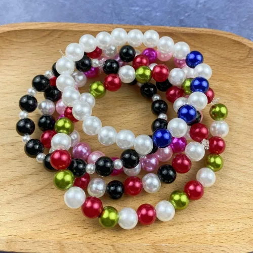 Miniatura 6 de Cuentas de perlas, 200 piezas de perlas de 10 mm para manualidades, cuentas espaciadoras redondas para aretes, pulseras, collares, llaveros, Negro