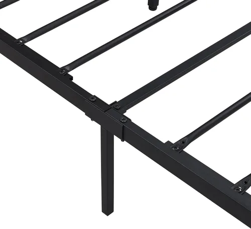 Miniatura 8 de Marco de cama de plataforma de metal resistente de 14 pulgadas con cabecero y estribo de madera, plataforma de metal, gran almacenamiento debajo