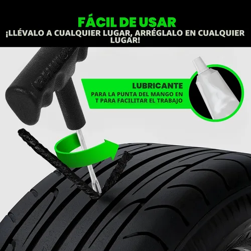 Miniatura 5 de Kit de reparación de neumáticos compacto Rhino USA (14 piezas) – Juego de tapones resistentes con lubricante incluido para arreglar pinchazos