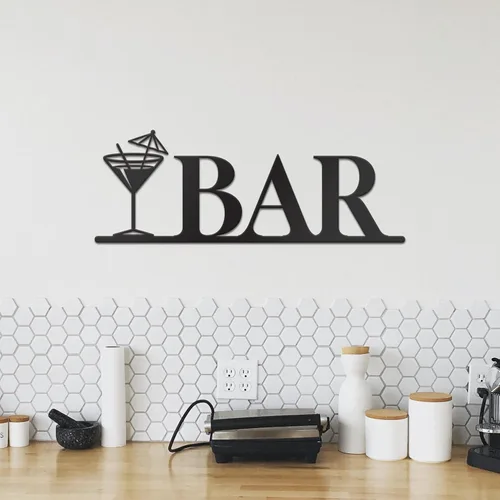 Miniatura 3 de Vivegate Decoración de pared de barra de metal, letras modernas de barra negra para decoración de bar del hogar