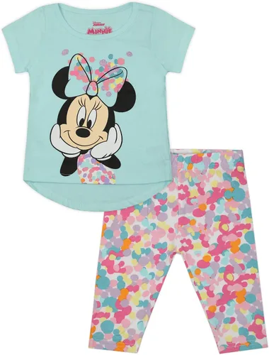 Disney Minnie Mouse Girls T-Shirt and Legging Set for Infant, Toddler and Little Kids BlueMulticolor
