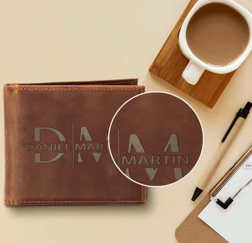 Miniatura 2 de Billeteras de cuero personalizadas para él, novio, marido, hombre, hijo, billetera plegable grabada para hombres, billeteras, regalo de hombre