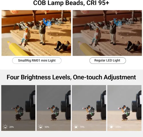 Miniatura 6 de SmallRig RM01 Mini Luz de Vídeo LED Impermeable Kit de Iluminación Portátil con 8 Filtros de Color, Luz de Fotografía de Relleno Regulable 5600K