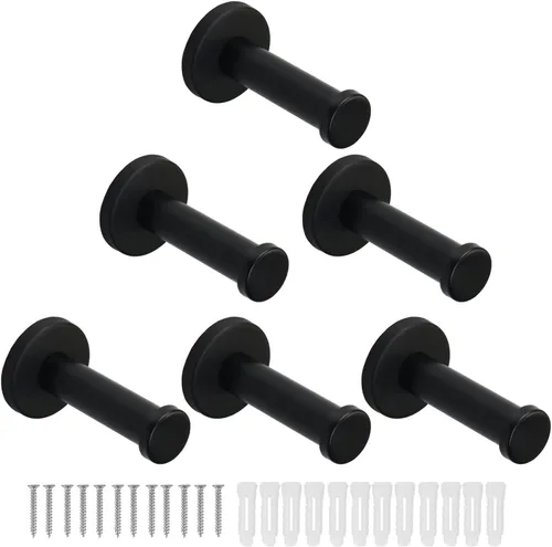Miniatura 28 de Ganchos para toallas de baño, paquete de 6 ganchos redondos para abrigos, gancho resistente para bata montado en la pared, colgador de ropa Cromo