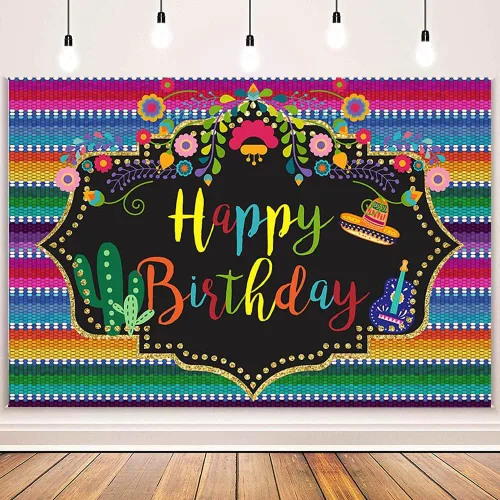 Miniatura 2 de AIBIIN Telón de fondo de fiesta mexicana para fiesta de cumpleaños mexicano, decoración de fiesta temática mexicana, cartel de decoración de fiesta