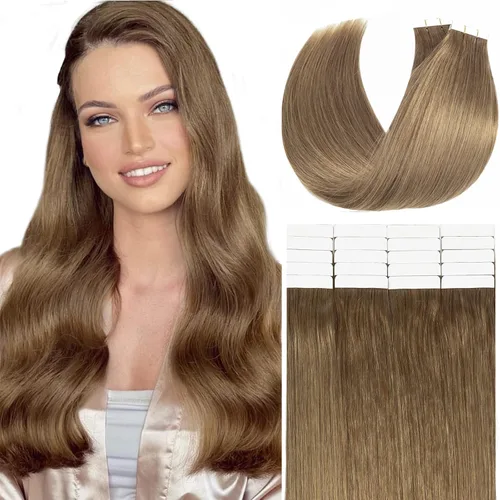 Miniatura 33 de Loxxy Extensiones adhesivas de cabello humano de 12 pulgadas, extensiones de cabello humano real color negro azabache, con cinta adhesiva de trama