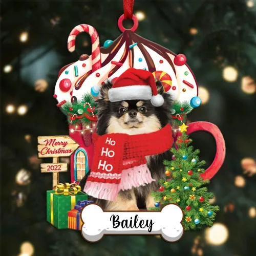 Miniatura 105 de Amantes de los perros de Navidad – Navidad de perros disponibles para muchos perros Shi Tzu – Adorno con forma personalizada, adorno de Navidad