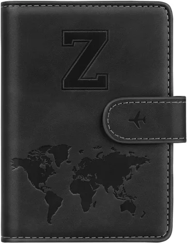 Miniatura 28 de Funda para Pasaporte Personalizada con Letra de la A a la Z, Billetera de Viaje con Bloqueo RFID, Funda para Pasaporte, Estuche para Pasaporte