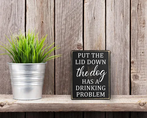 Miniatura 7 de Pigort Letreros con texto en inglés «Put The Lid Down» – Divertida decoración de baño para perro, decoración para perros, decoración del hogar