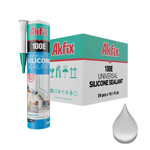 Miniatura 12 de Akfix 100E RTV Masilla de Silicona Transparente (12x10.1 fl.oz.)- Sellador de Silicona 100% Impermeable para Cocina y Baño, Ducha, Ventana y Puerta