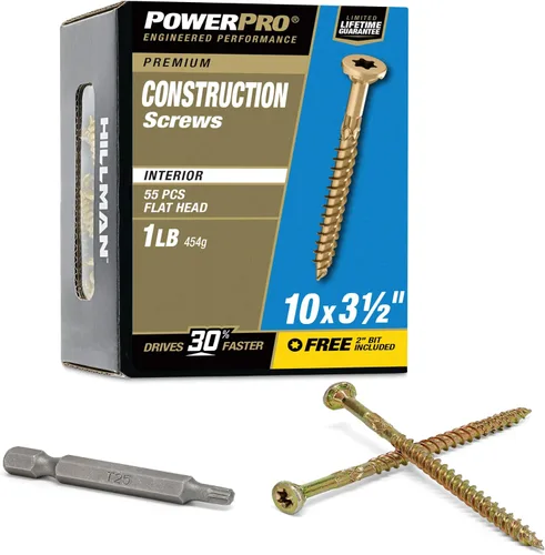 Miniatura 13 de Power Pro 48587 Tornillos de madera, #8 x 3.8 cm, tornillos premium Star Drive para gabinetes interiores, zinc amarillo dorado, paquete de 5 libras