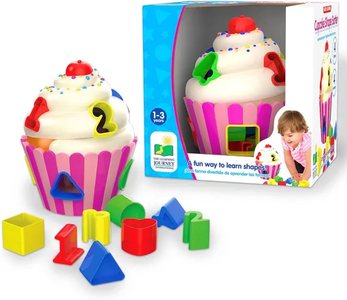 The Learning Journey - Aprendizaje temprano - Clasificador de formas de cupcakes - Clasificador de formas para niños pequeños a partir de 12 meses -