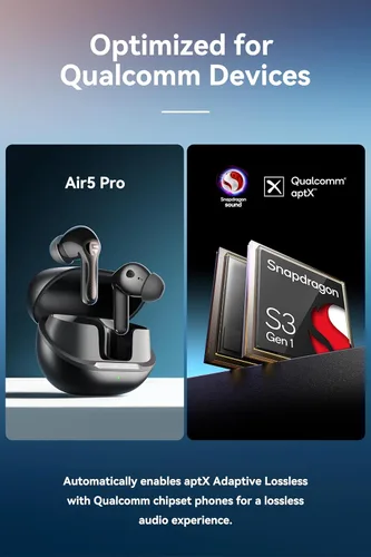 Miniatura 3 de SoundPEATS Air5 Pro Auriculares inalámbricos Hi-Res, LDAC y aptX Lossless, sonido de grado audiófilo con escenario de sonido amplio, 37H de tiempo