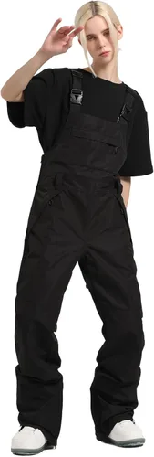 GSOU SNOW Pantalones de esquí para mujer, overol con peto de nieve, impermeable, resistente al viento, aislado, correa ajustable, cálido para