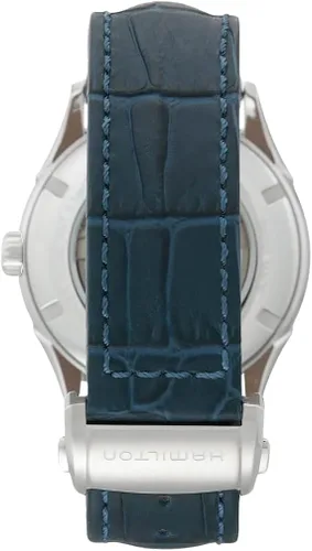 Miniatura 3 de Hamilton Jazzmaster - Funda de corazón abierto de 1654in esfera plateada correa de cuero azul modelo H32705651 Plateado Reloj automático