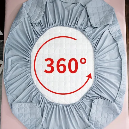 Miniatura 8 de Sábanas bajeras de cama tamaño Queen, acolchado, transpirable, impermeable, a prueba de orina, protector de colchón grueso antideslizante, color Gris