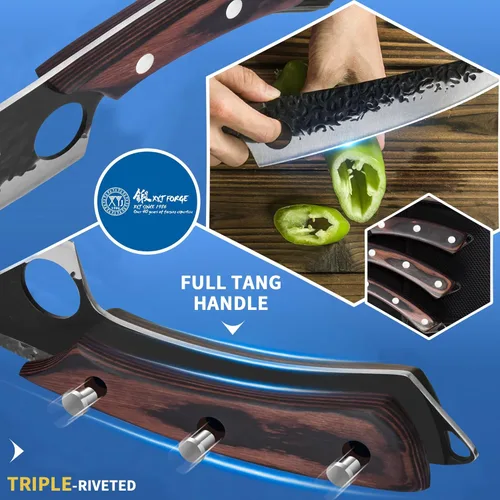 Miniatura 3 de XYJ - Juego profesional de cuchillos de chef serbios con bolsa enrollable, cuchillos de cocina japoneses, cuchillo de carnicero, cuchillo de cocina