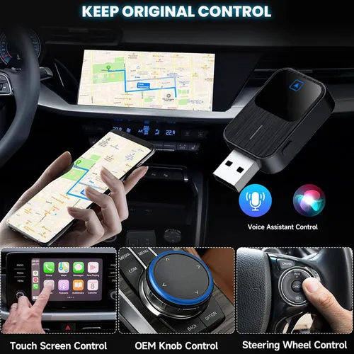 Miniatura 4 de 2026 Upgraded Wireless Carplay Adapter for BMW X6 (G06) 2019-2026 2-in-1 Mini Auto Adapter Wired CarPlay to Wireless Fast Connection,A-Black