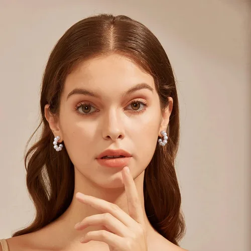 Miniatura 4 de Gacimy Aretes de aro de perlas para mujer con poste de plata de ley 925