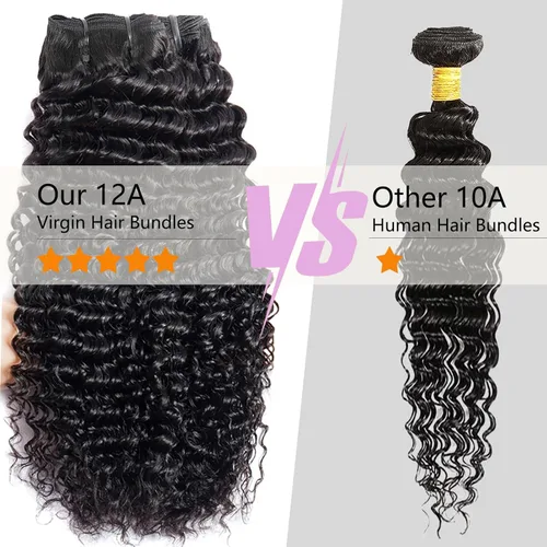 Miniatura 3 de Paquetes de cabello ondulado profundo, cabello humano rizado, 18 20 22 pulgadas, paquetes de cabello humano rizado y ondulado 100% sin procesar