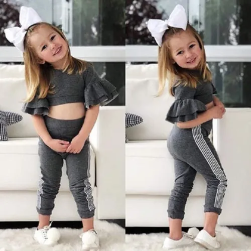 Miniatura 7 de MA&BABY Conjunto de chándal para niños pequeños y niñas con volantes y pantalones
