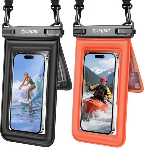 Miniatura 8 de [Hasta 8.5 pulgadas] Bolsa impermeable para teléfono flotante, doble bolsa impermeable con cordón para iPhone 16 15 Pro Max, Galaxy S25 S24 Ultra