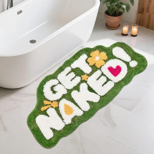 Miniatura 14 de Get Naked - Alfombra de baño negra – Divertida alfombra de baño antideslizante de felpa, 20 x 40 pulgadas, microfibra absorbente de secado rápido