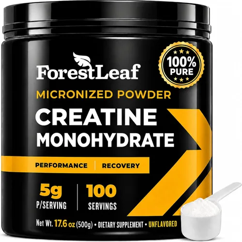 ForestLeaf Monohidrato de creatina micronizada en polvo – Maximiza el crecimiento muscular y la fuerza – Creatina sin sabor para mujeres y hombres –