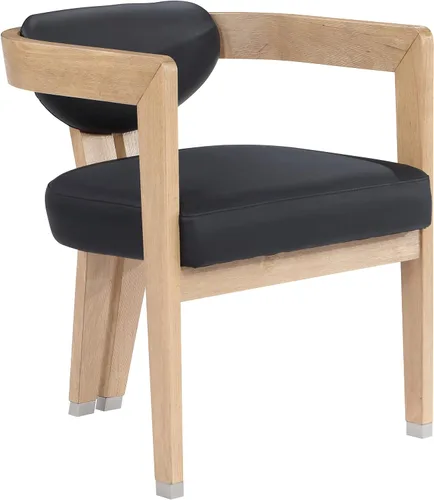 Meridian Furniture 564Black-C Carlyle Collection Modern | Silla de comedor contemporánea, acabado natural cepillado de madera maciza, cuero vegano