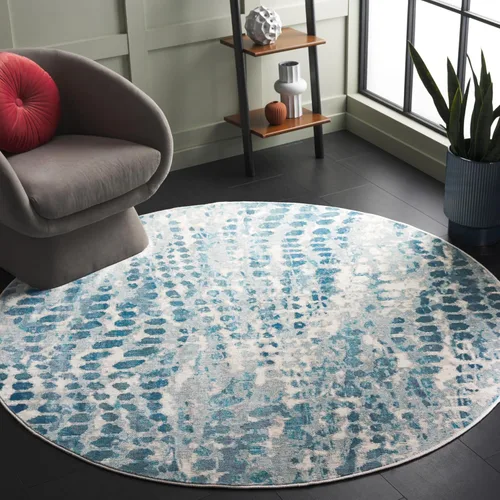 Miniatura 9 de SAFAVIEH Aria Collection - Alfombra de pasillo de 2 x 8 pies, color crema y verde azulado, diseño abstracto bohemio moderno, no desprende pelusa