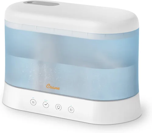 Crane Humidificador de niebla fría de 0.5 galones de llenado superior y difusor de aceite esencial, silencioso, tiempo de funcionamiento de 15