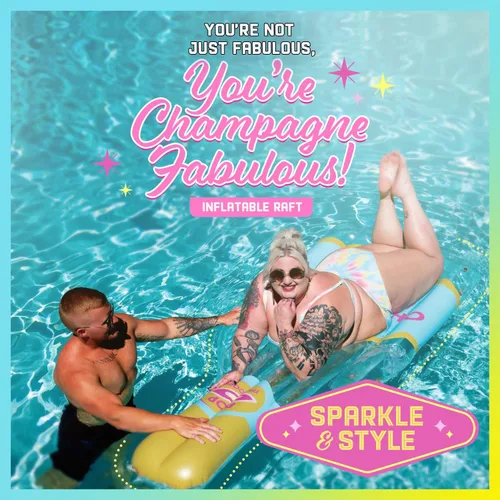 Miniatura 2 de Champagne Fab - Flotadores de piscina para despedida de soltera Flotador de piscina de tamaño grande de 400 libras de capacidad Flotador