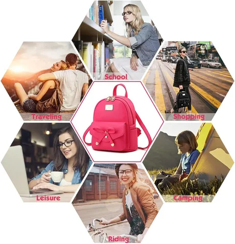 Miniatura 3 de Mochila pequeña para niñas y mujeres, de cuero, a la moda, para el día a día