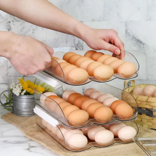 Miniatura 5 de Creekview Home Emporium Recipiente para huevos para refrigerador, cajón de plástico transparente apilable de 3 niveles, 4 docenas de capacidad